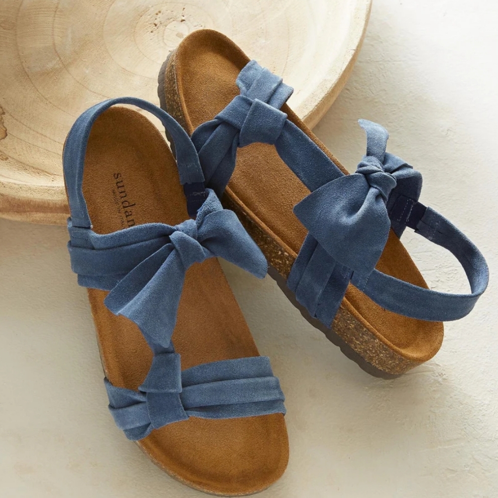 Sundance Tigerlily Sandals Size 37 6 Blueberry Suede Slingback Comfort Boho‎ NWT